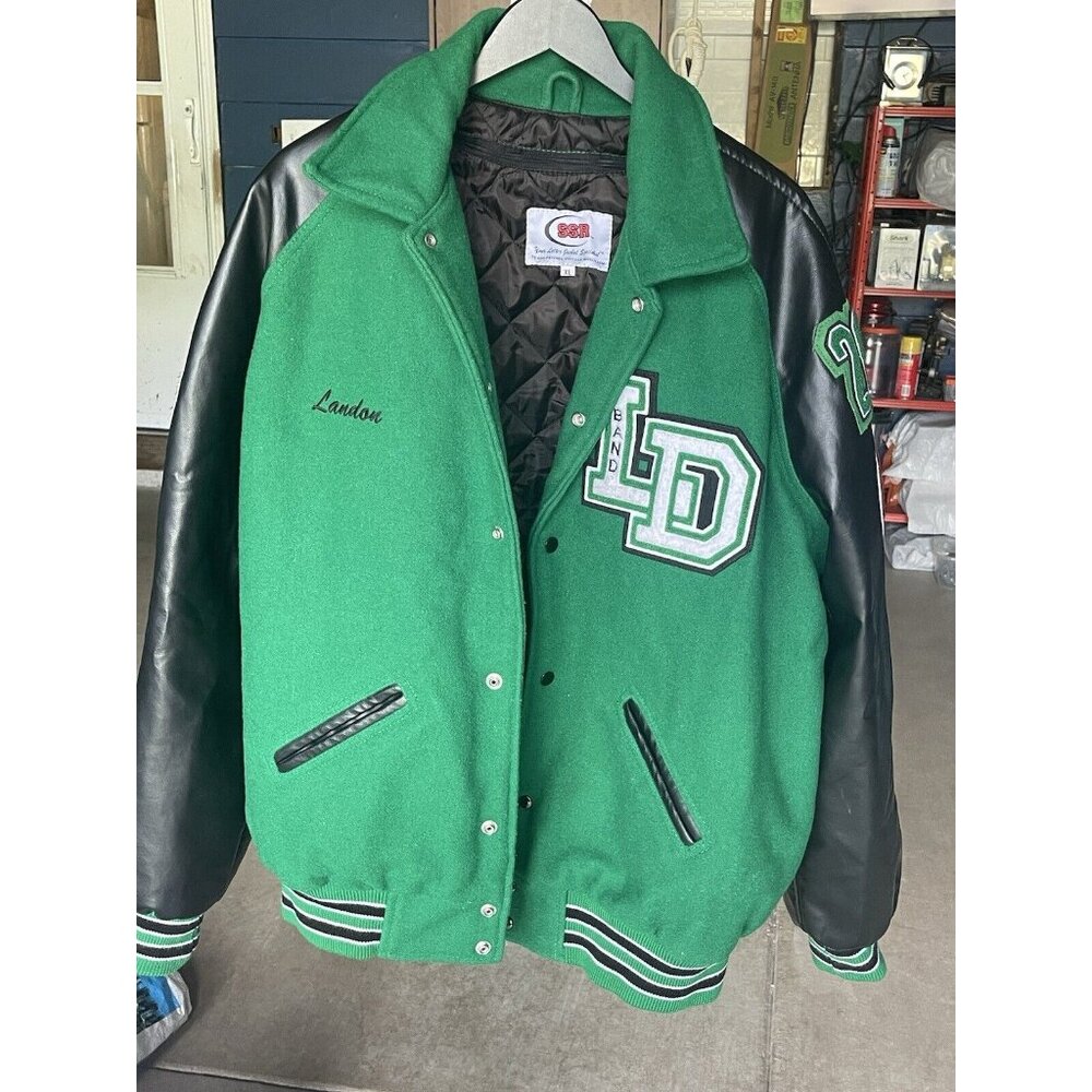 Vintage Ssr Varsity Jacket Xl Band Green Men’s Snap